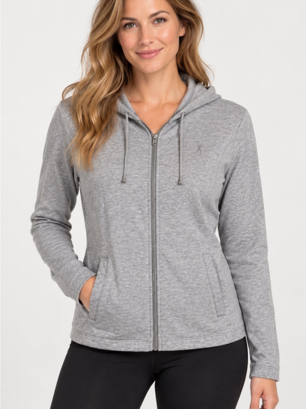 Danskin Heather Gray Full‑Zip Hoodie with Hood and Pockets